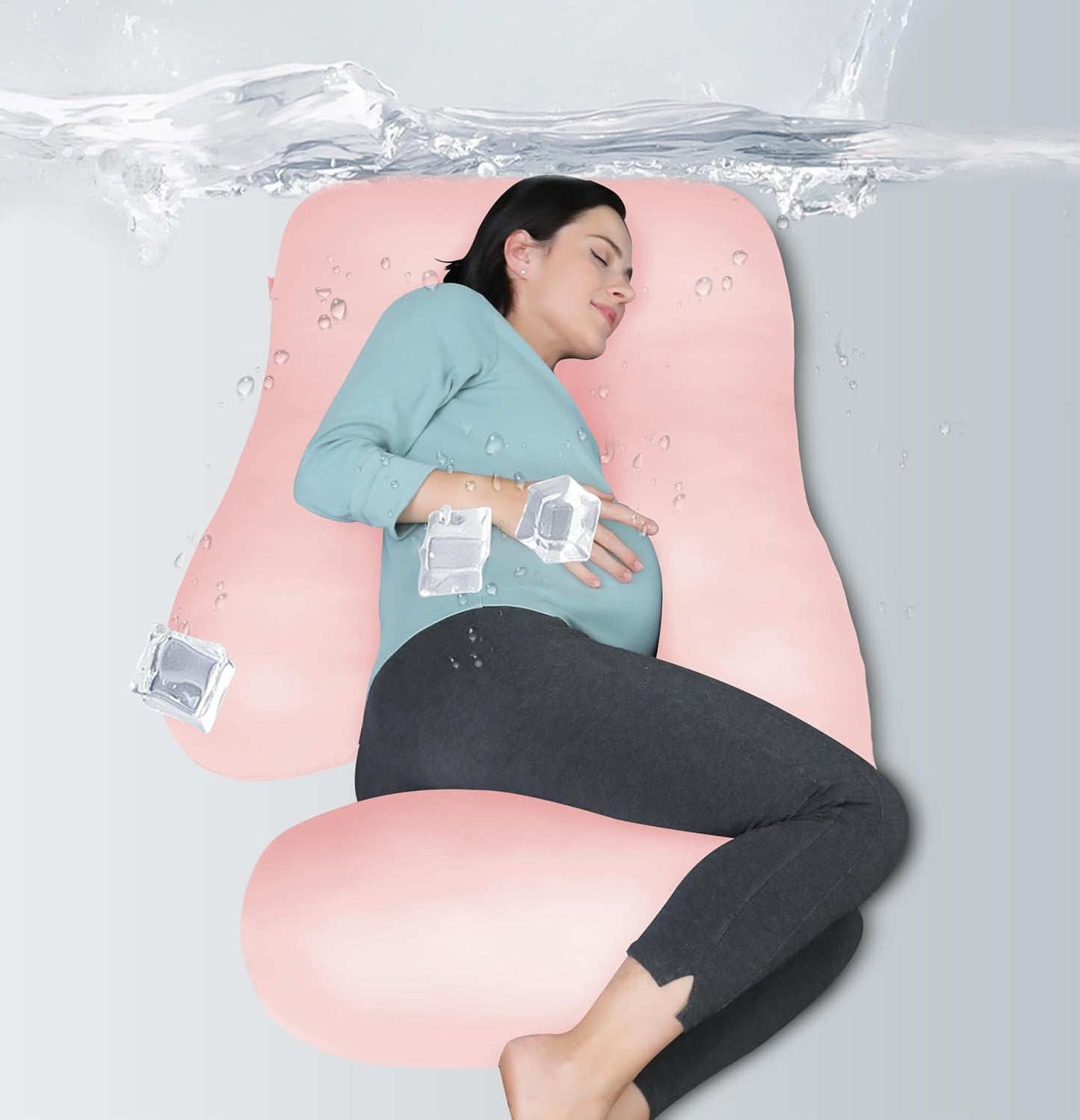 MOON PARK Pregnancy Pillows for Sleeping - 57 Inch U Shaped Full Body Maternity Pillow with Removable Cover - Support for Back, Legs, Belly, Hips - Pregnancy Pillow for Women - Grey