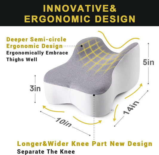 Long Knee Pillow for Side Sleepers Separates Full Thighs for Alignment