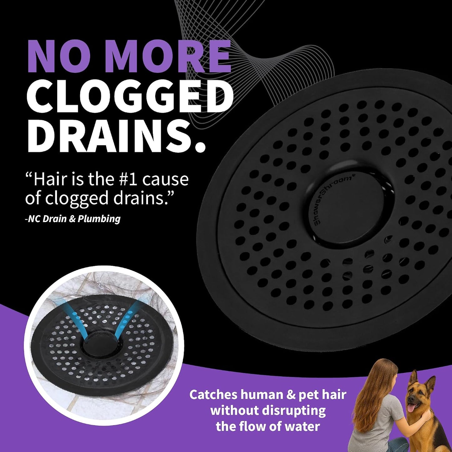 ShowerShroom SHSULT755 Ultra Revolutionary Shower Hair Catcher Drain Protector, No Size, Stainless