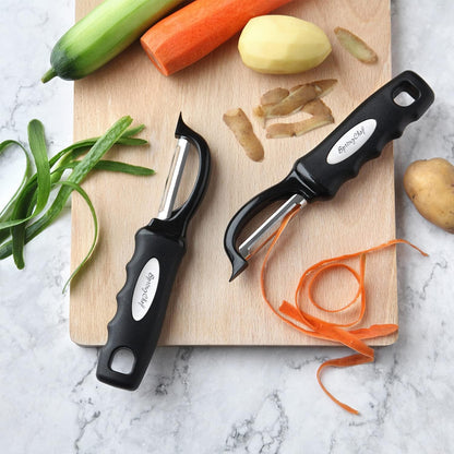 Spring Chef Swivel Potato Peeler for Kitchen w/ Soft Grip Handle, Mango | Premium Vegetable Peeler w/ Sharp Stainless Steel Blades, Multifunctional Food Peeler for Apple, Carrot, Cucumber, Fruit