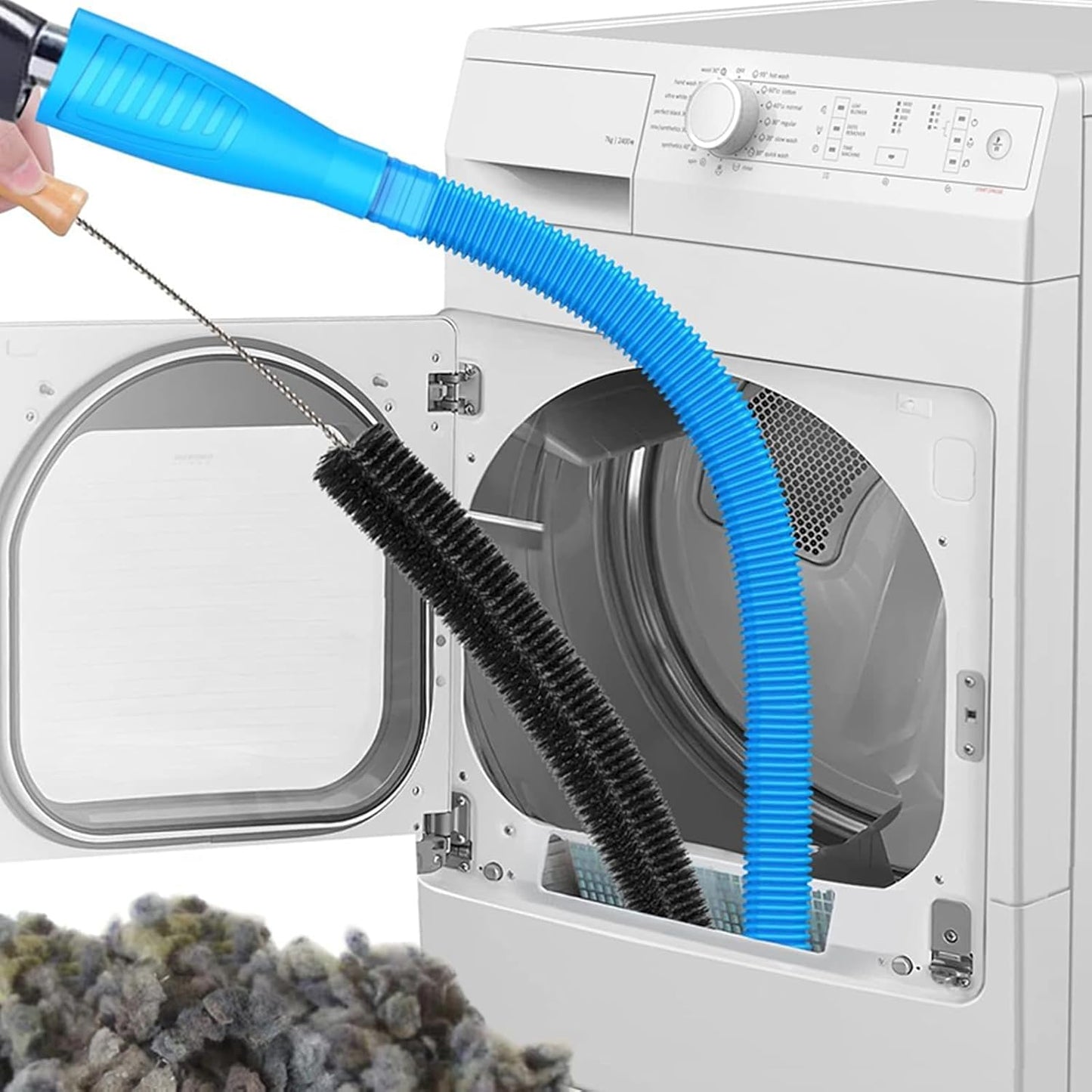 Universal Dryer Vent Cleaner Kit Compatible with Most Vacuum Cleaner Include Vacuum Hose Attachment Accessories Brush Lint Act Brush,Dryer Vent Vacuum Hose with Basic Protective Gloves