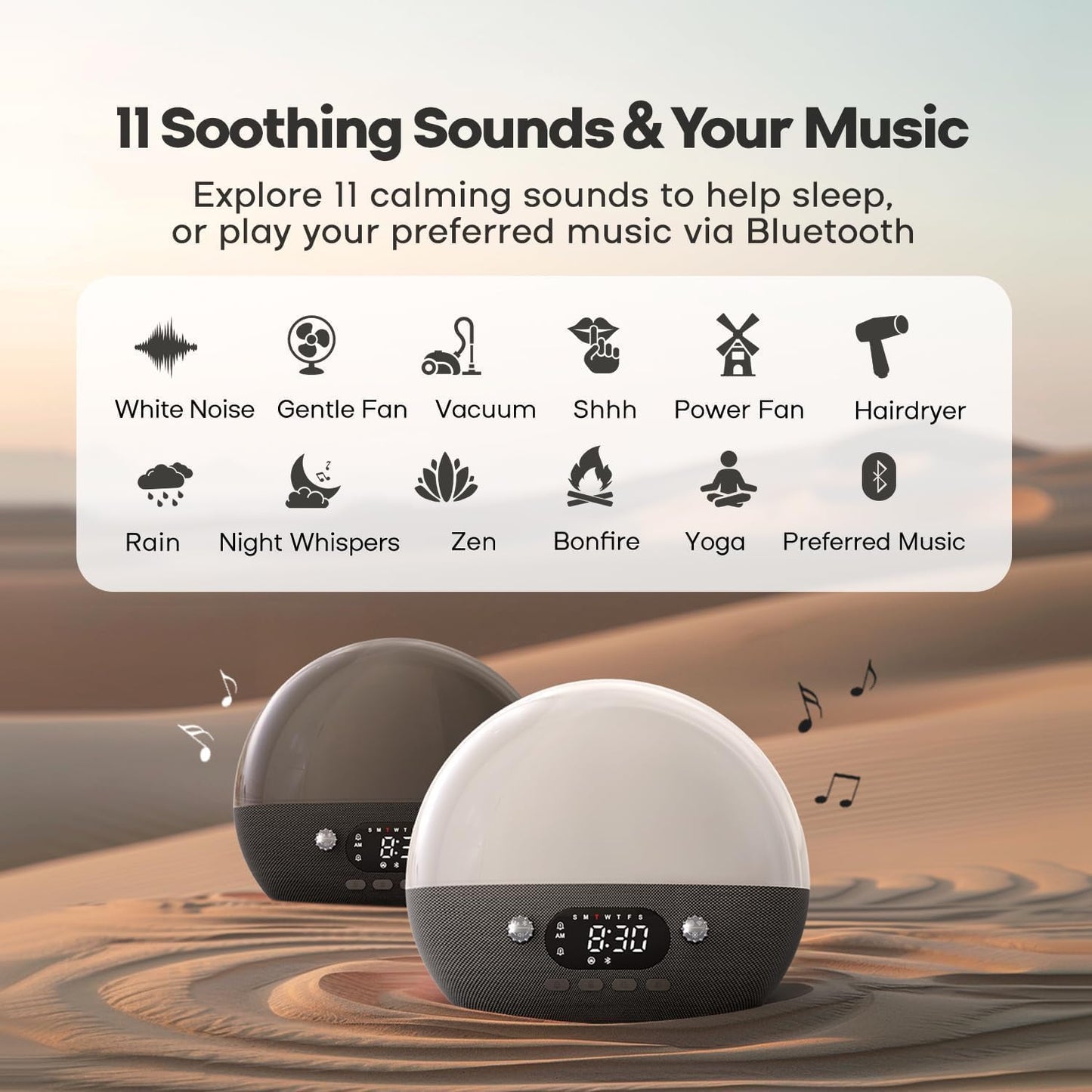 Sunrise Alarm Clock for Heavy Sleepers, Wake Up Light with Sunrise/Sunset Simulation, Dual Alarms & Natural Sounds, Snooze & Sleep Aid, FM Radio, 7 Colors Night Light for Bedroom, Ideal for Gift