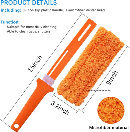 4 Pack 15 inch Reuseable Microfiber Feather Duster, Blind Duster, Gap Duster, Removable and Washable Head, Cleaning Tool for Window, Blind, Car, Wall, Dead Corner Gap, Furniture, Sofa, Screen