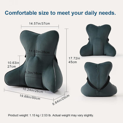 Lumbar Support Pillow(Pat. Pend) – Multi-Functional Ergonomic Back Cushion for Sofa Chair, Car Seat & Sofa, Reading Pillow with Firm Multi-Zone Support to Relieve Lower Back Pain, Misty White