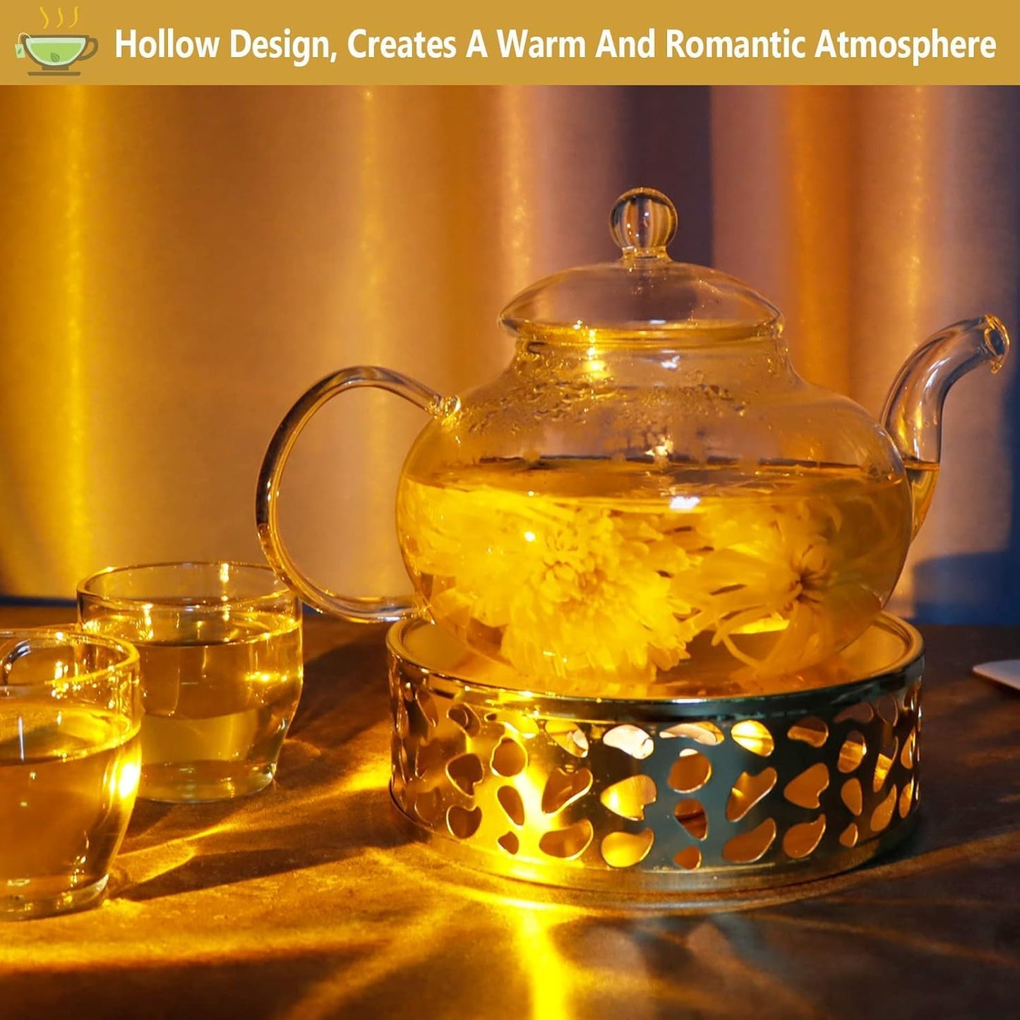 Teapot Warmer, Stainless Steel Tea Warmer with Candle Holder, Candle Heater for Heating Tea, Coffee and Milk, Universal Teapot Heater