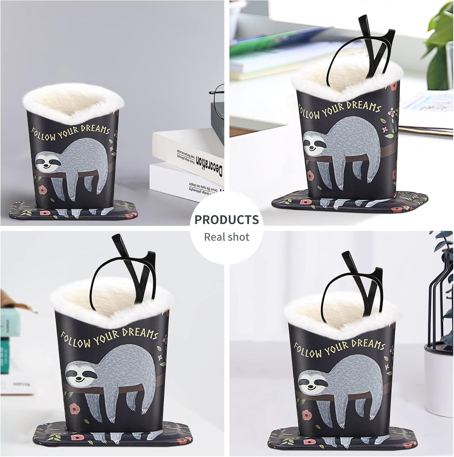 Plush Fluffy Lined Anti-scratch Eyeglasses Holder Protective Glasses Stand Case