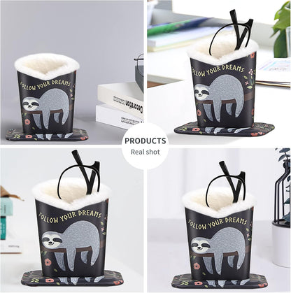 Plush Fluffy Lined Anti-scratch Eyeglasses Holder Protective Glasses Stand Case