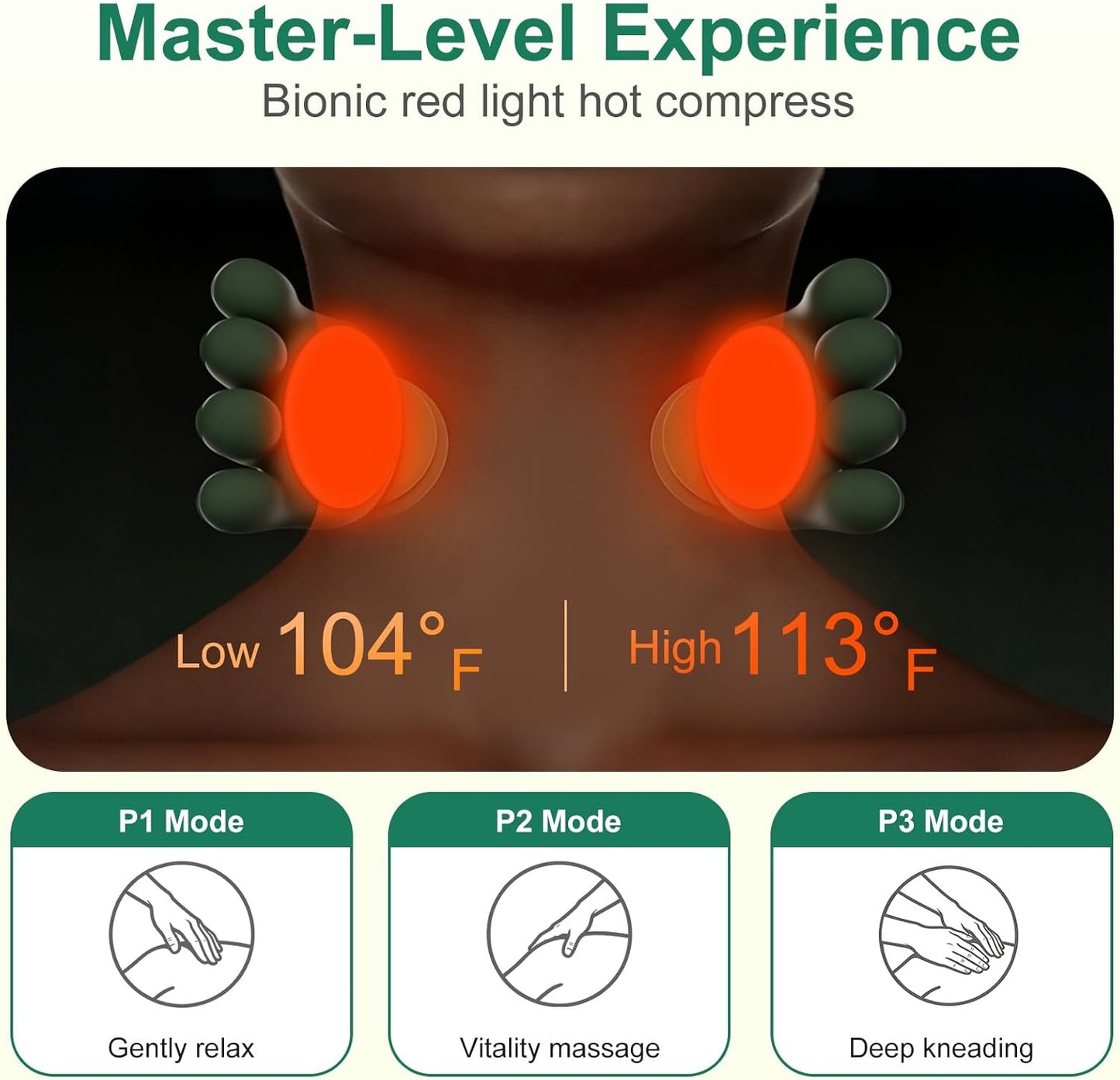 Human-Like Neck Massager with Heat for Pain Relief Deep Tissue, Cordless 4D Kneading Neck and Shoulder Massager with Bionic Fingers Massage and Screen, Ideal Gifts for Women Men
