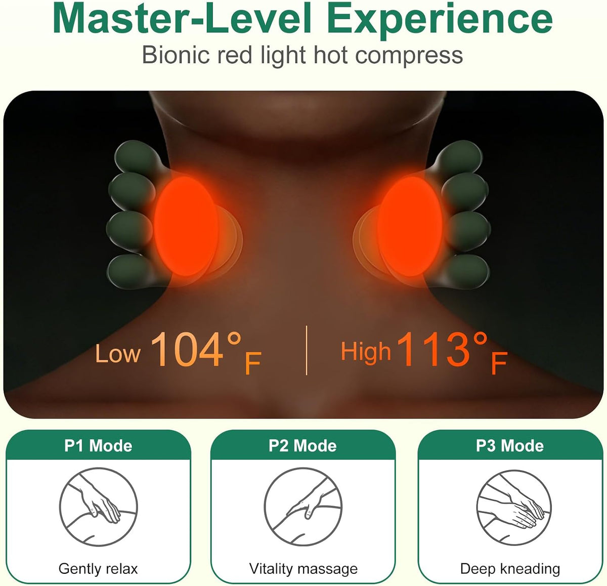 Human-Like Neck Massager with Heat for Pain Relief Deep Tissue, Cordless 4D Kneading Neck and Shoulder Massager with Bionic Fingers Massage and Screen, Ideal Gifts for Women Men
