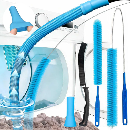Dryer Vent Cleaner Kit,5 Piece Universal Vent Cleaner with Vacuum Attachment,Dryer Lint Brush, and Hose for Clothes Dryer-Lint Trap Cleaning Tool for Combo Washer Dryer Cleaning Kit
