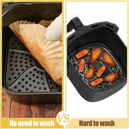 7.5 Inch Air Fryer Parchment Paper Liners Square,150 Pcs Non-stick &Oil-proof Air Fryer Liners Disposable for 2-5 QT Frying,Baking,Roast