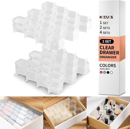Honeycomb Separator Adjustable Drawer Organizer Divider for Underwear Belt-Scarf Socks Organizer (White(2pcs))