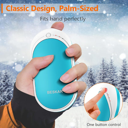 BESKAR Rechargeable Hand Warmer, 5200mAh Electric Hand Heater | Double Sided Heating, USB Quick Charge, Portable Pocket Hand Warmer for Outdoor, Golf, Raynauds
