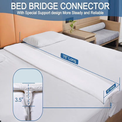 Vekkia Split King Gap Filler for Adjustable Bed,Twin to King Bed Converter Kit,Bed Bridge Twin to King,Mattress Connector with Washable Cover,for Guests Stayovers,Family Room(75in×10in) | Firm Support Twin to King Converter, Bed Bridge Fits 1.5”-3”Gaps,