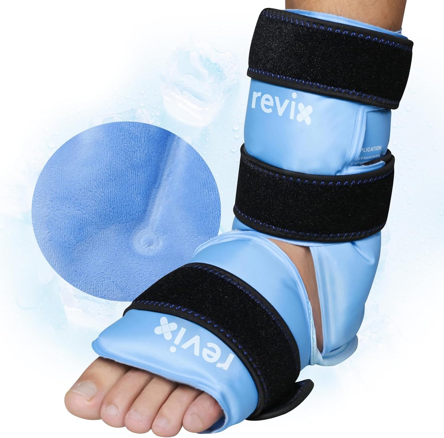 REVIX Foot & Ankle Ice Pack Wrap, Hands-Free Design, 2 Packs | Heel Ice Wrap with 3 Adjustable Straps, Reusable Gel Cold Compression for Plantar Fasciitis, Post-Workout Recovery
