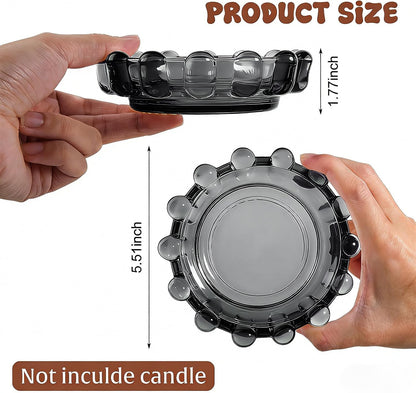 Bubble Glass Candle Dish Chic Large Clear Candle Holder Tray for Home Decor Modern Decorative Plate for Tea Lights Pillar Candles