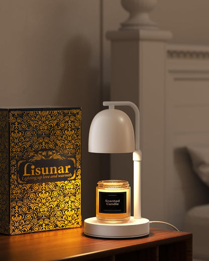 Candle Warmer Lamp with Timer Dimmable, Adjustable Height Black Candle Warmer for Jar Candles, Birthday Gifts for Women & Men, Office Decor, House Warming Gift, Wax Melt Warmer with 2 Bulbs