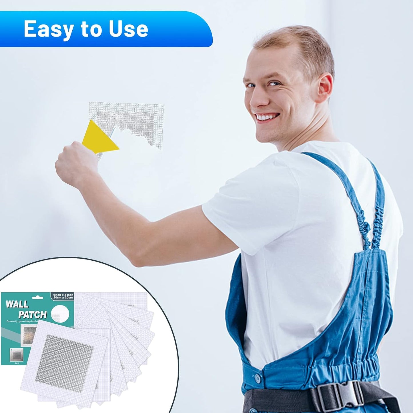 Ranekie 14 Pack Drywall Repairs Patch, 4/6/8 Inch Drywall Repair Kit with Extended Self-Adhesive Mesh,Large Hole Patch Repair for Drywall,Heavy Duty Dry Wall Hole Repair Patch