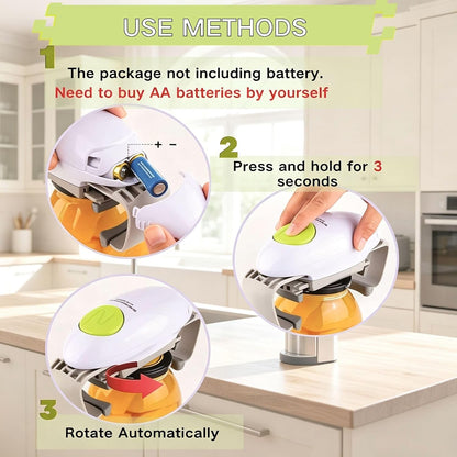 Electric Jar Opener, Automatic One-Touch Jar Opener with Upgraded Dual-Grip, 3-Second Fast Motor Kitchen Gadget for Seniors with Arthritis and Weak Hands