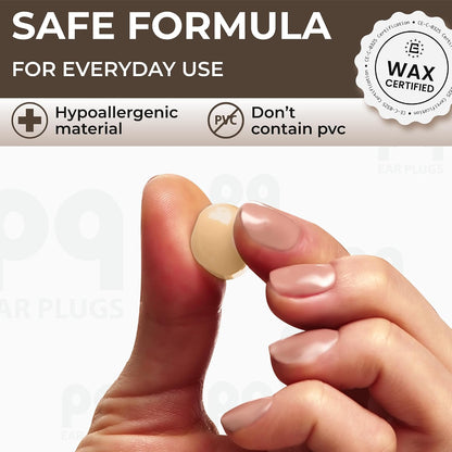 PQ Wax Ear Plugs for Sleep - 6 Silicone Wax Earplugs for Sleeping and Swimming - Gel Ear Plugs for Noise Cancelling, Ear Protection - Sleeping Earplugs with Sound Blocking (6-Pillows). Beige