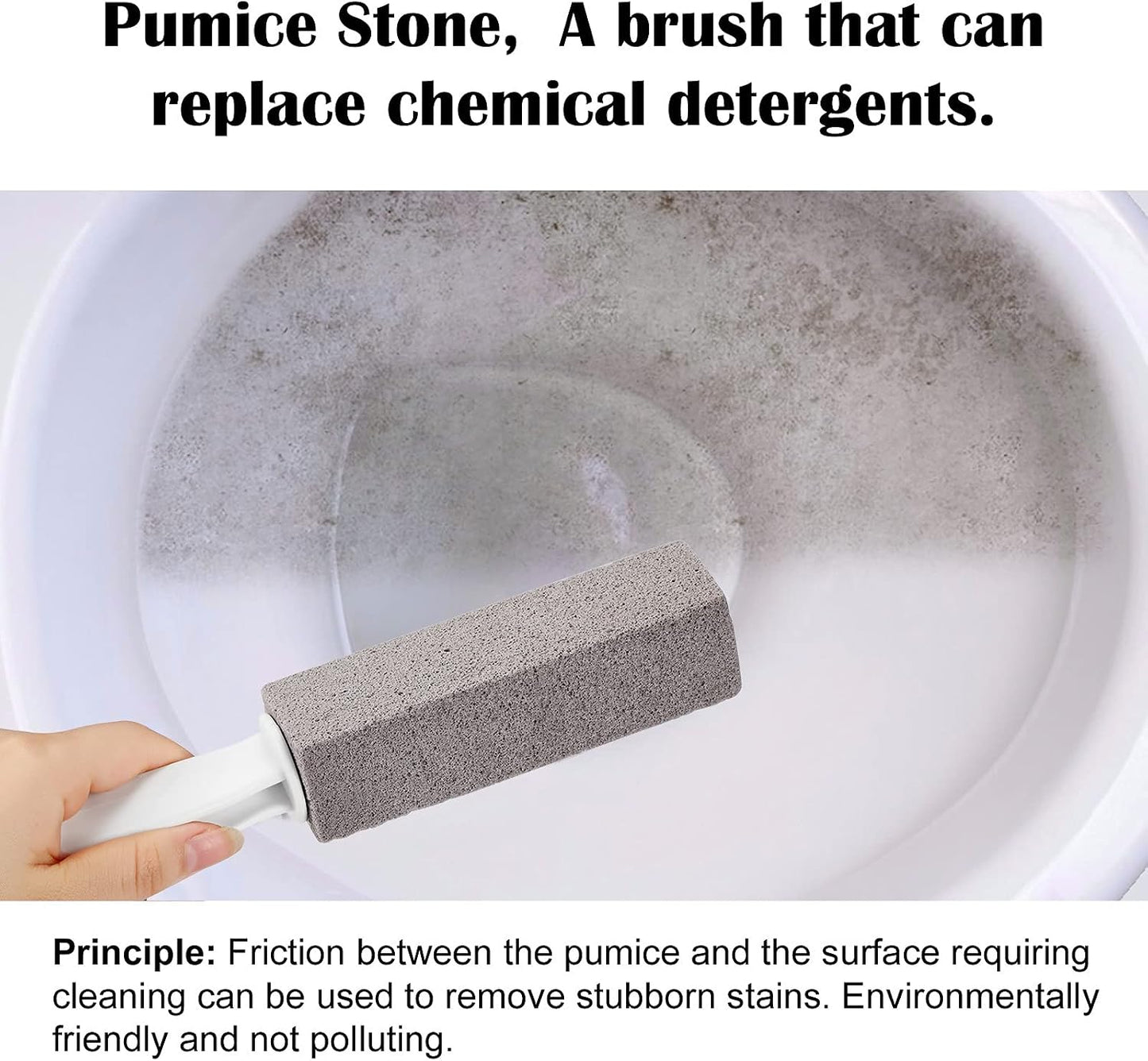3 Pack Pumice Stone for Toilet Bowl Cleaning with Handle, Scouring Stick Remove Toilet Bowl Hard Water Rings, Calcium Buildup and Rust for Cleaning Toilet, Bathroom, Kitchen Sink, Grill (Gray)