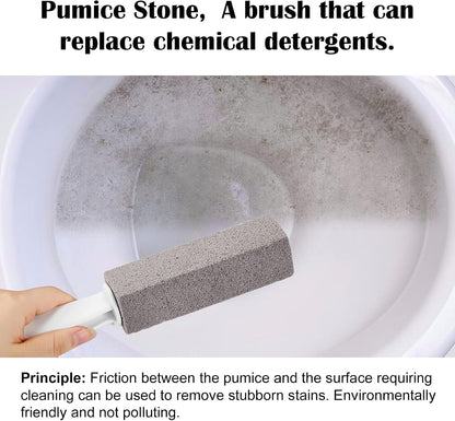 3 Pack Pumice Stone for Toilet Bowl Cleaning with Handle, Scouring Stick Remove Toilet Bowl Hard Water Rings, Calcium Buildup and Rust for Cleaning Toilet, Bathroom, Kitchen Sink, Grill (Gray)