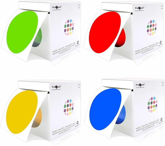 2000PCS 3 Inch Round Color-Code Circle Dot Sticker Labels, Yellow Sticker | 4 Rolls Color Coding Label for Warehouse Inventory With Dispenser Package,Writable with Marker,Permanent Adhesive