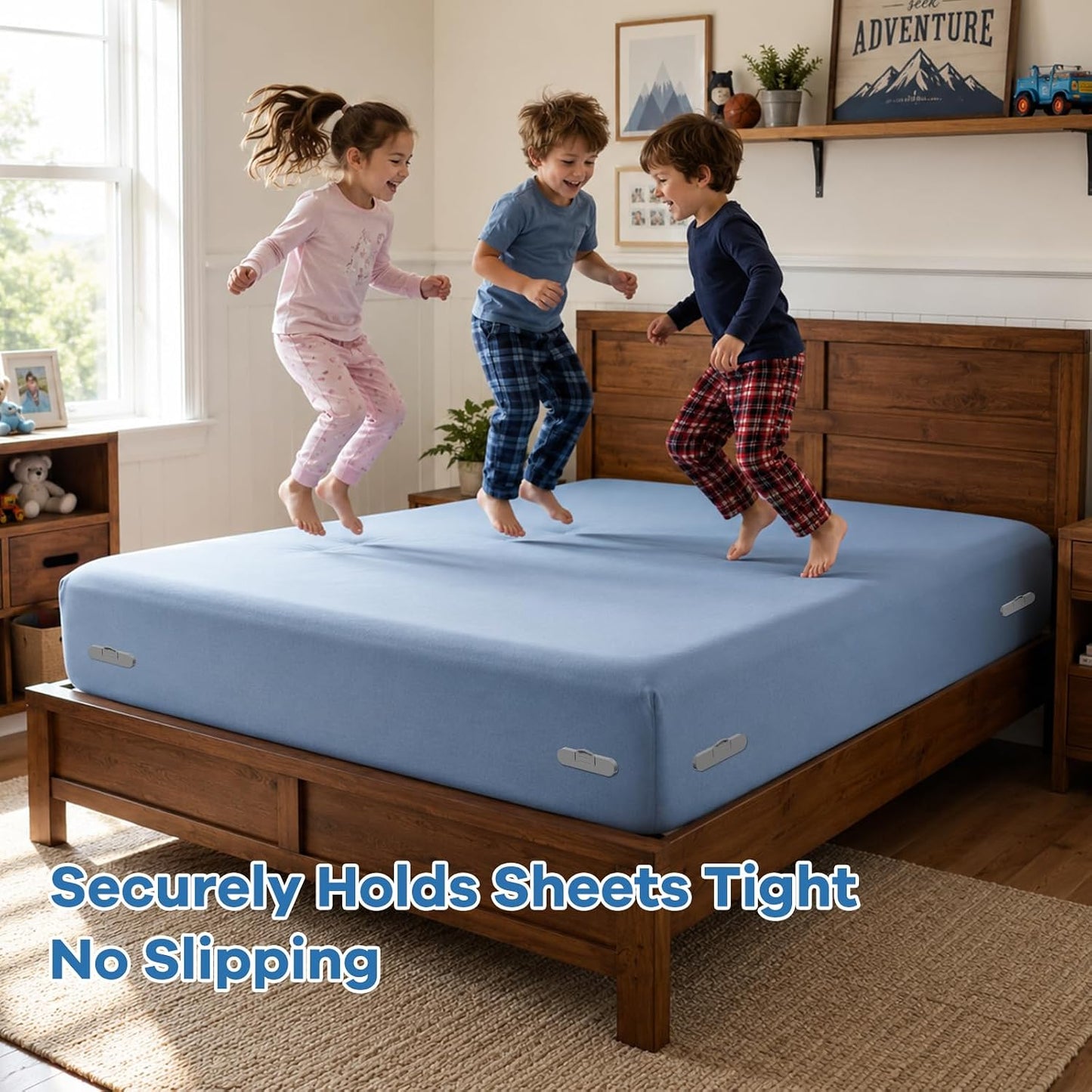 Bed Lock Sheet Holders, New Upgrade Sheet Straps Keep Sheets Firm & Tight, Bed Fitted Sheet Holder for Corners, Sheet Clips, Mattress Sheet Holder Strap, Sheet Secure Lock Fasteners White