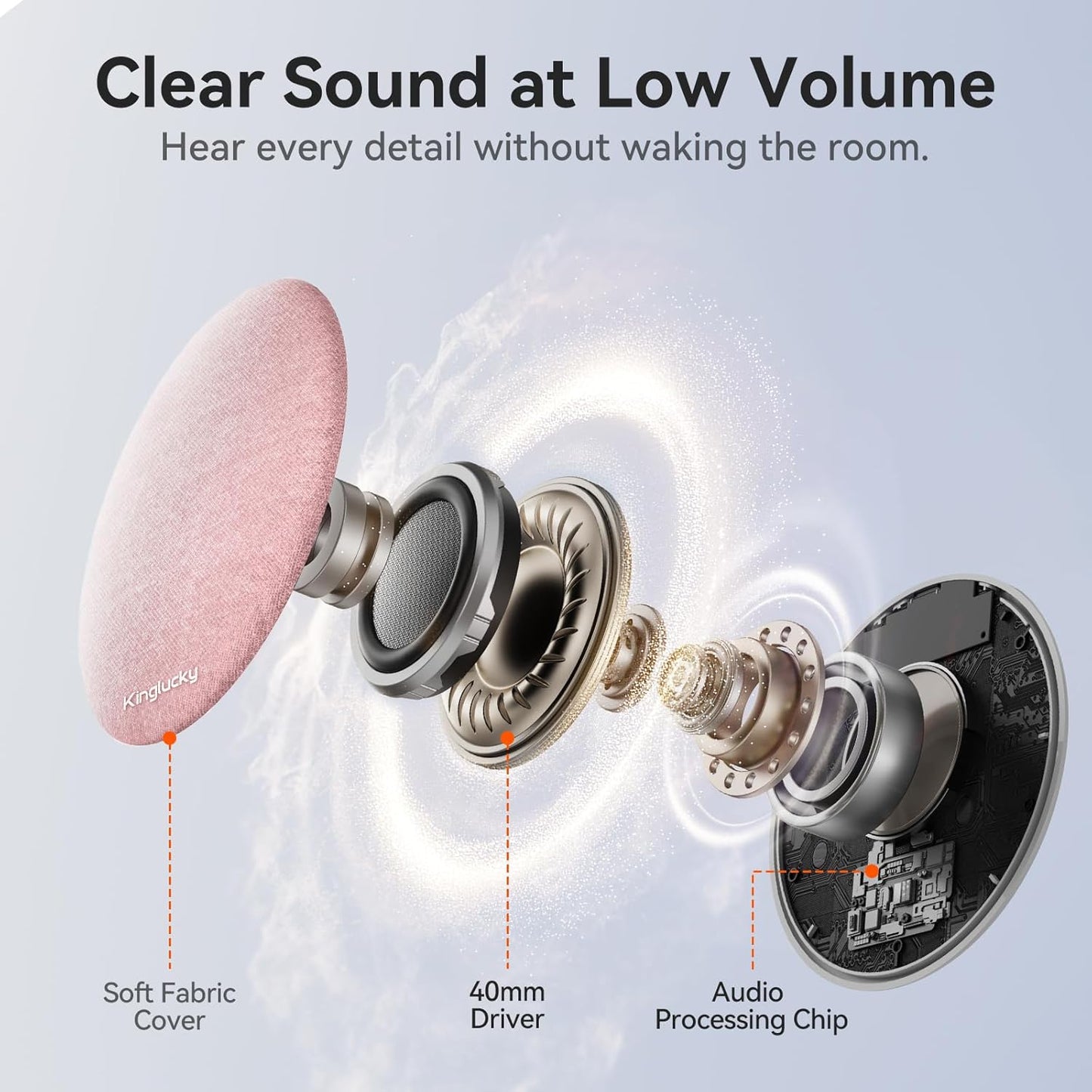 Kinglucky X50 Pillow Speaker for Sleeping, Built-in White Noise Sound Machine Pink Noise for Sleeping, Auto-Off Timer Portable Bluetooth Speaker Under Pillow Rechargeable for Side Sleeper, Blue