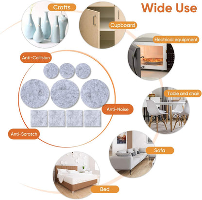 Furniture Pads 300 Pack Furniture Felt Pads for Hardwood Floors, Beige | Huge Quantity Self Adhesive Anti Scratch Floor Protector for Furniture Legs with 60 Cabinet Door Bumpers