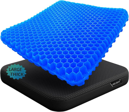 Gel Seat Cushion for Long Sitting Pressure Relief(Super Large&Thick) -Wheelchair Cushion for Pressure Sores - Coccyx,Sciatica & Tailbone Pain Relief Cushion- Non-Slip Butt Pillow for Office, Home, Car