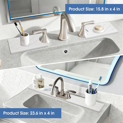 24 Inch Kitchen Sink Splash Guard, Sink Splash Guard Behind Faucet, Silicone Faucet Handle Drip Catcher Tray Mat for Kitchen, Bathroom Counter, Dark Gray, 23.6" x 4"