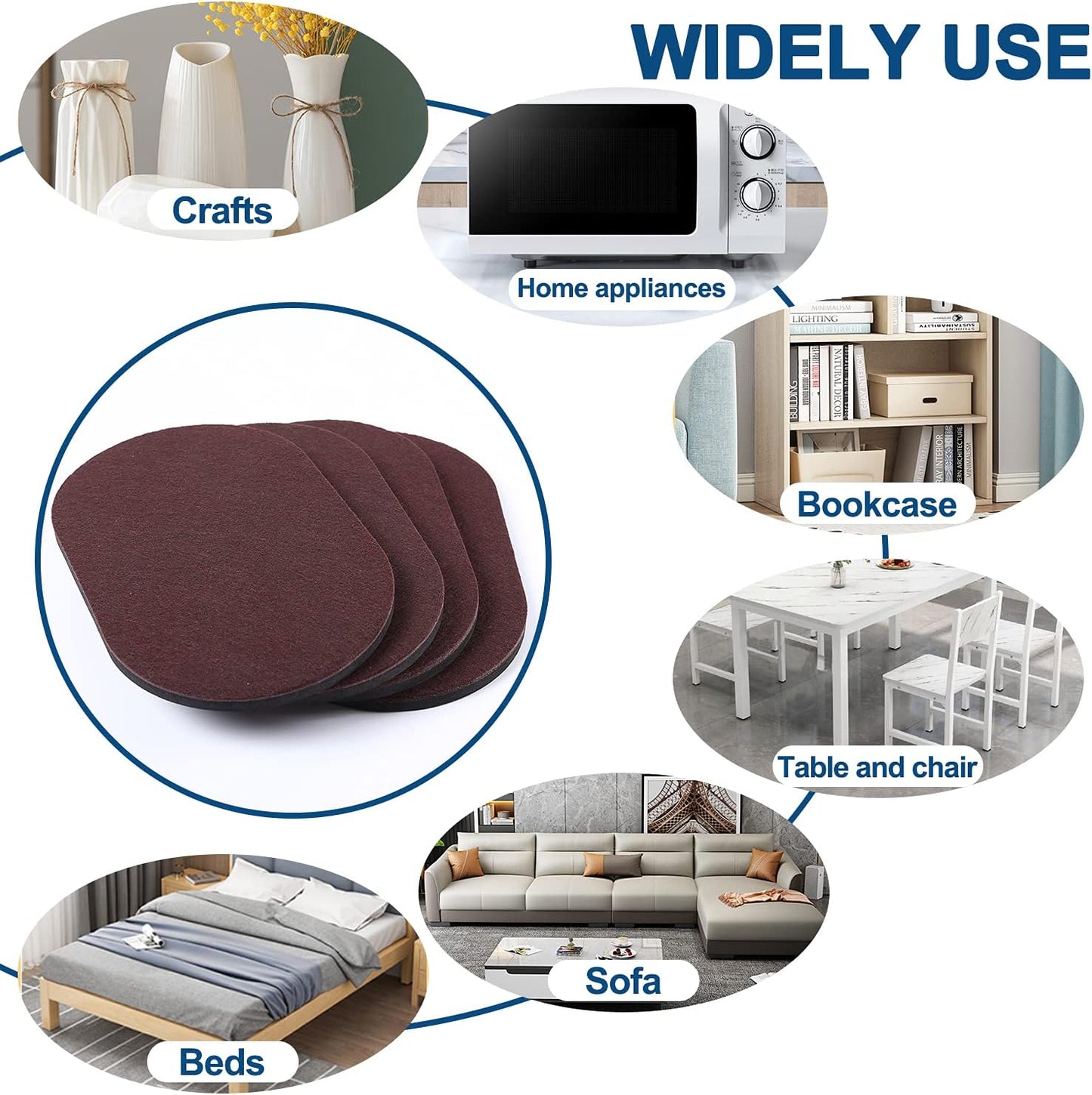 Ezprotekt Large Furniture Sliders for Carpet and Hardwood Floors, 8 Pack 9-1/2" x 5-3/4" Reusable Oval Heavy Duty Furniture Moving Pads, 4 Pcs Hard Floor Felt Sliders+4 Pcs Carpet Sliders (Beige)