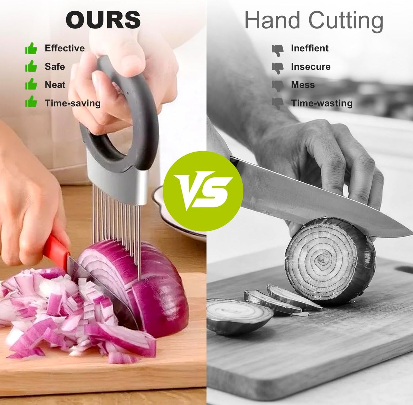 Onion Holder for Slicing, Onion Cutter with Stainless Steel soap Tomato Potato Slicer, Meat Tenderizer Tool, Convenient Grip Food Slicer Assistant, Food Slice Guide for Vegetable Fruit