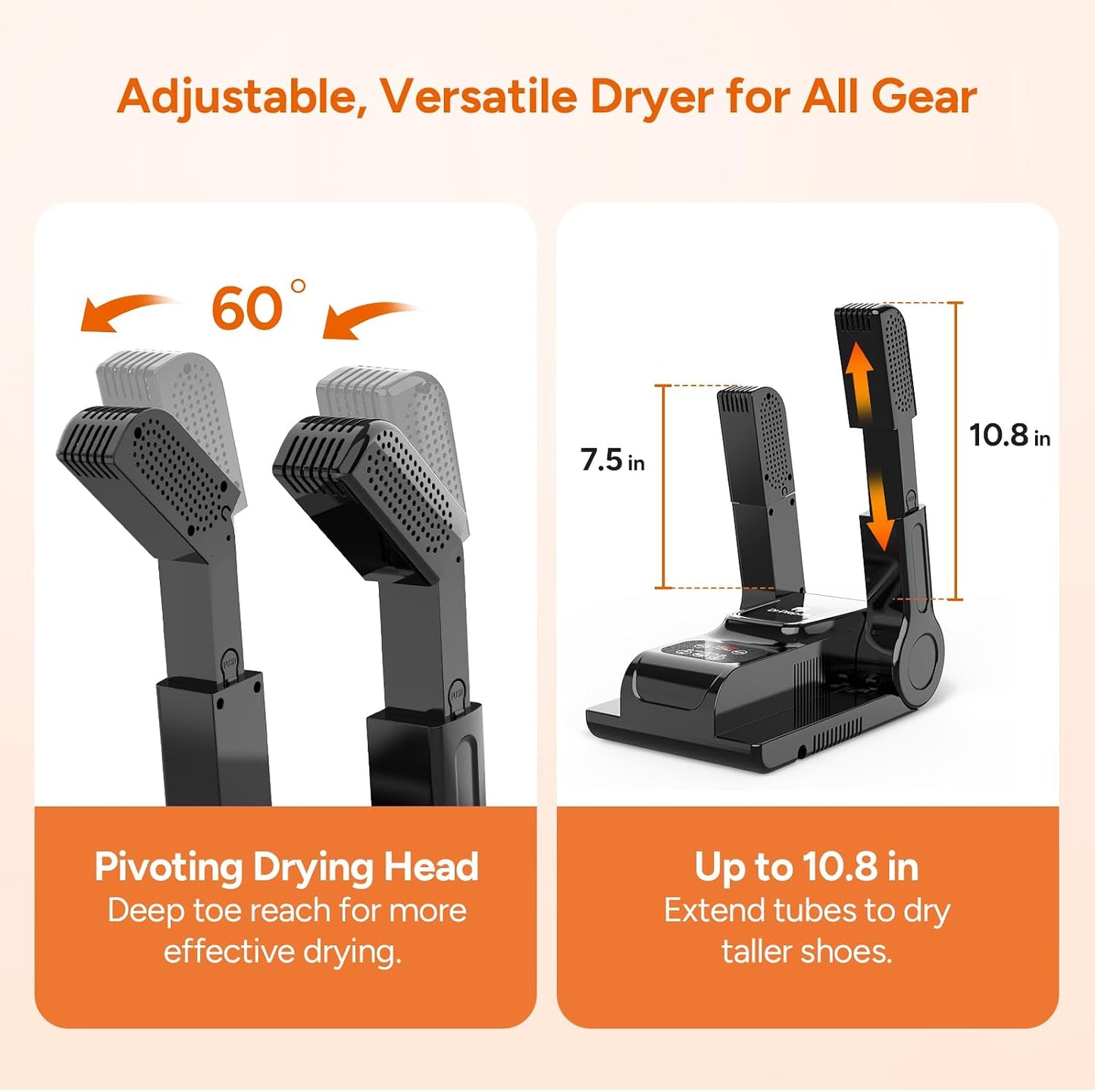DR.PREPARE Boot Dryer Shoe Dryer, Glove & Boot Warmer with Heat Blower, Adjustable Rack & Timer for Shoes, Gloves, Hat, Socks