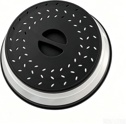 Collapsible Microwave Splatter Cover (12.4 IN,black) | Microwave Plate Cover With Steam Vent