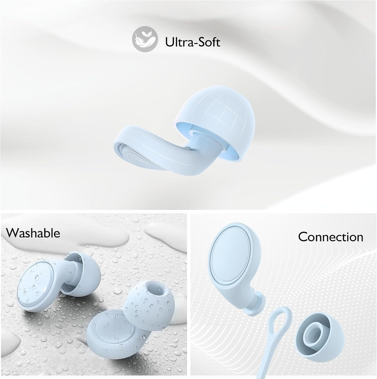 Jayine 2 Pairs Ear Plugs for Sleeping, Soft Full Silicone Ear Plugs for Noise Reduction 25dB, Reusable Hearing Protection Earplugs for Concert, Focus, Noise Sensitivity, 8 Ear Tips in S/M/L - Purple
