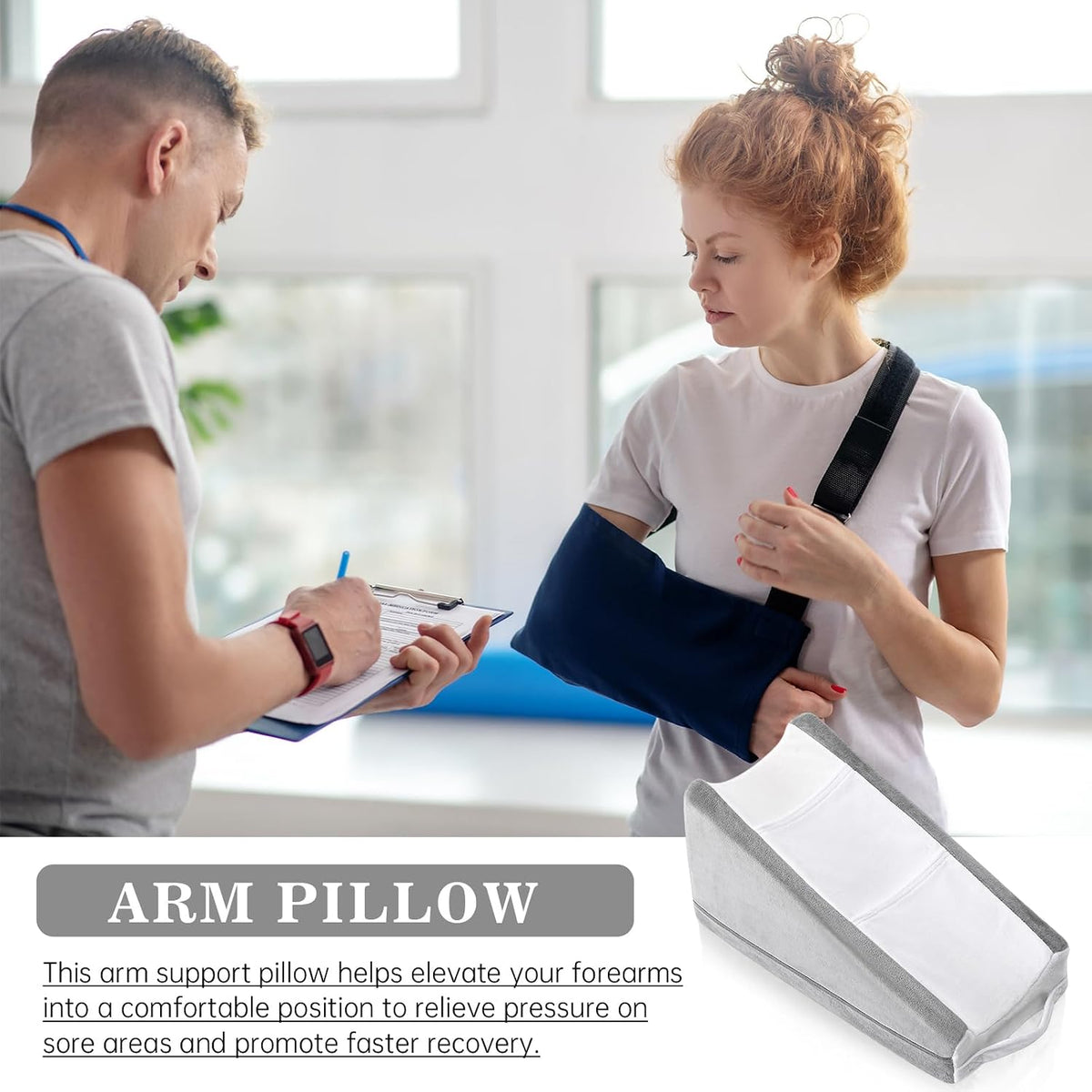 Buryeah Dark Gray Arm Elevation Pillow 2 Pocket, Plush Material