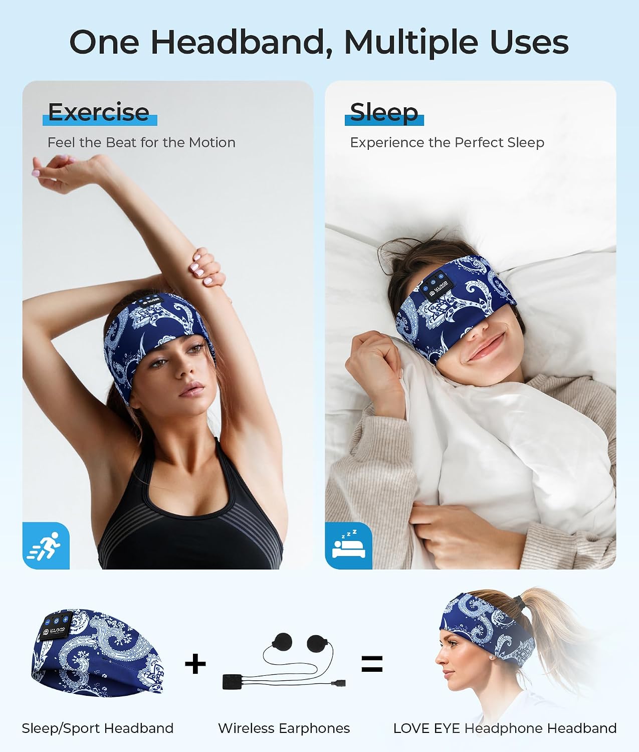 LOVE EYE Sleep Headphones Bluetooth 5.4, Sleep Mask Wireless Music Eye Mask for Side Sleepers, Soft Breathable Music Headband with HD Speaker for Workout Jogging Yoga Insomnia Travel Gift (Plum Red)