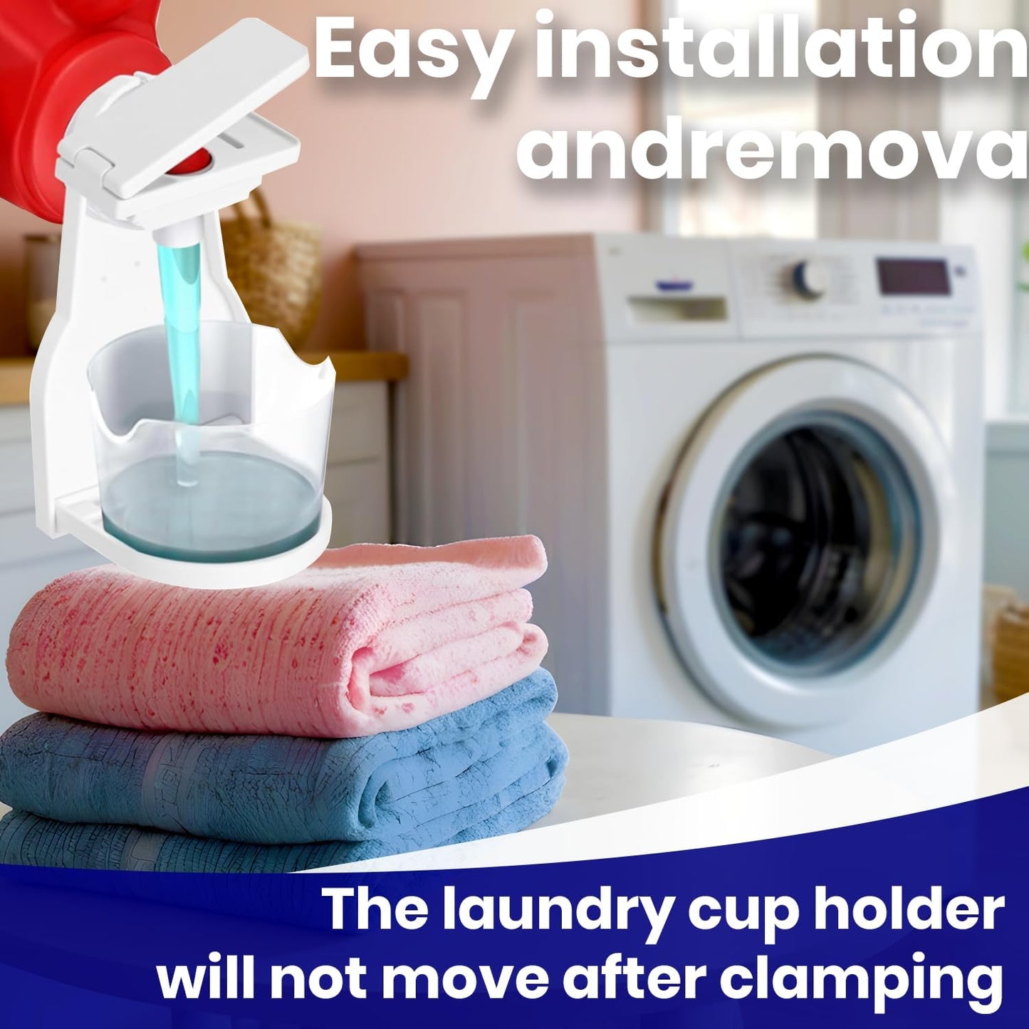 1 Pack Laundry Detergent Cup Holder,Nozzle Upgraded Labor Saving Switch,Reusable Laundry Detergent Cup Holder with Press Switch,Drip Catcher,for Laundrys Room Organization and Storage