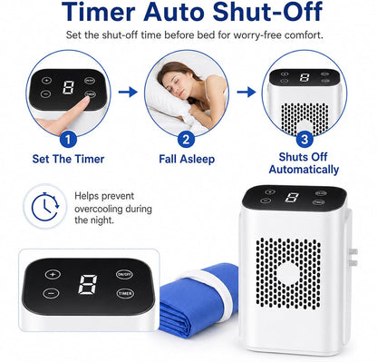 Bed Cooling System with LCD Display & Silent Water Pump Single | Portable Mattress Cooler for Hot Sleepers, Night Sweats Relief, Summer Sleep Optimization for Single/Double Beds