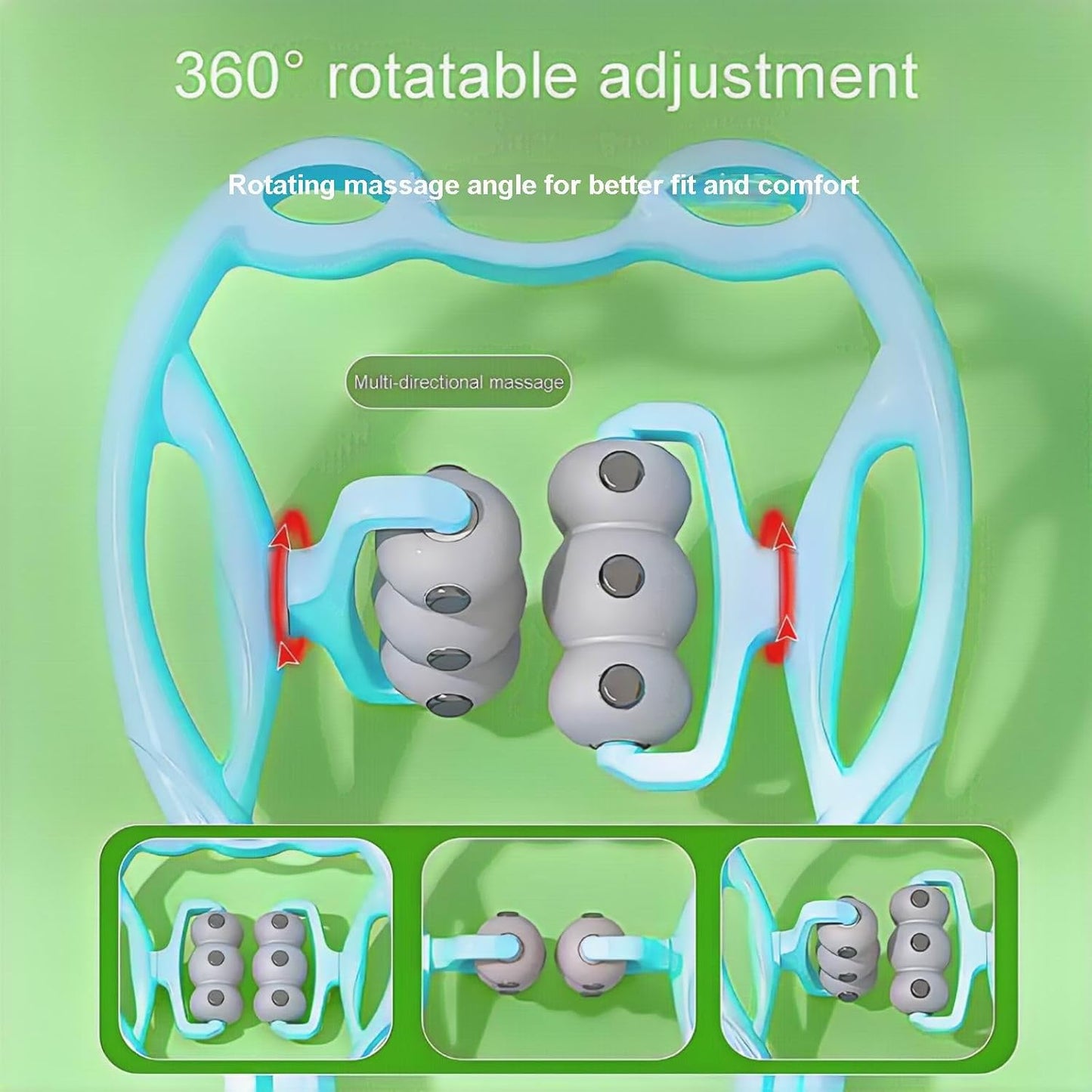 Manual Cervical Neck Massager,Massage The Cervical Spine, Waist And Legs. | With 6 Wheels And 12 Magnets, Relieve Pain, Prevent Muscle Relaxation, And Promote Blood Circulation. (Blue)