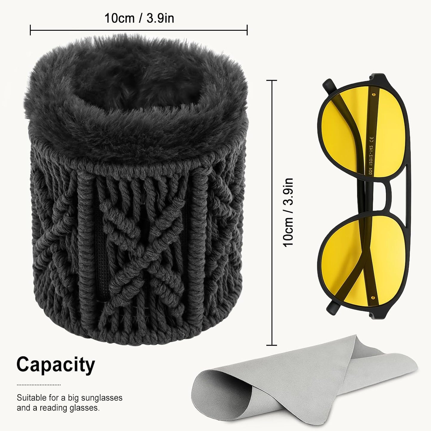 RayLove Glasses Holder for Nightstand, Boho Decor Eyeglass Case, Plush Lined Glasses Holder Stand for Office Desk Organizer