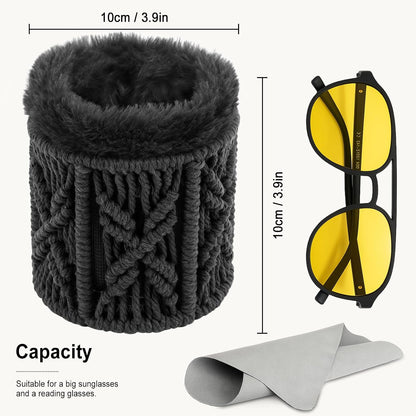 RayLove Glasses Holder for Nightstand, Boho Decor Eyeglass Case, Plush Lined Glasses Holder Stand for Office Desk Organizer