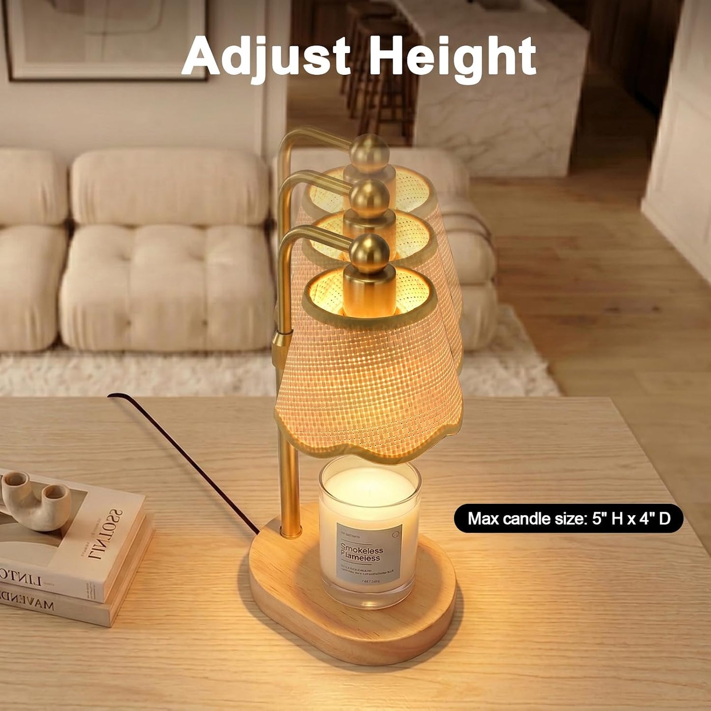 Candle Warmer Lamp with Timer, Modern Golden Candle Warmer for jar Candles, Electric Wax Warmer, Includes 2 Bulbs, Birthday Gift for Women, Mom, Housewarming