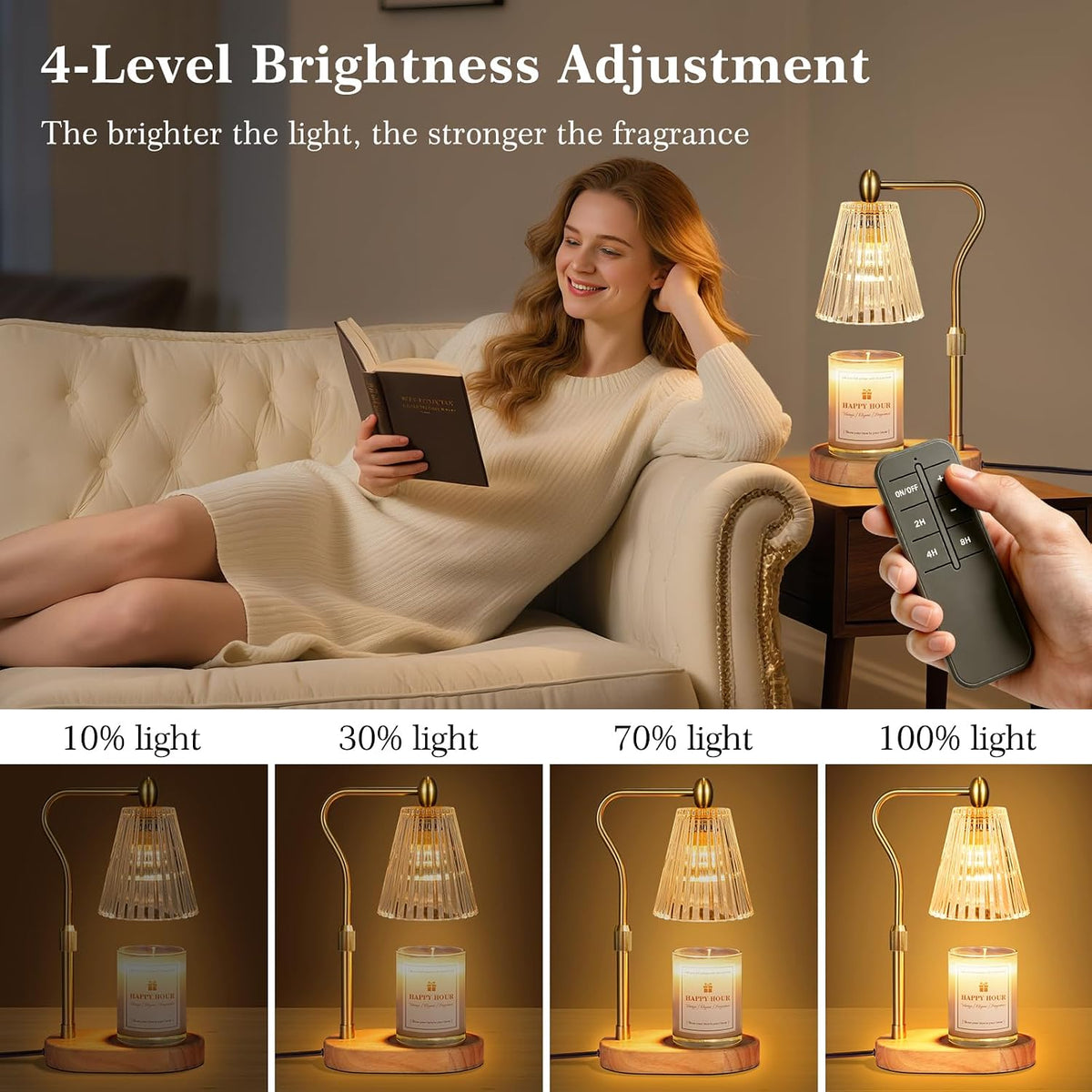 Imenlox Candle Warmer Lamp, with Timer & Dimmer, Adjustable Height, Christmas Birthday Mothers Day Gifts for Women Mom Her, House Warming New Home Thanksgiving Décor (Amber)