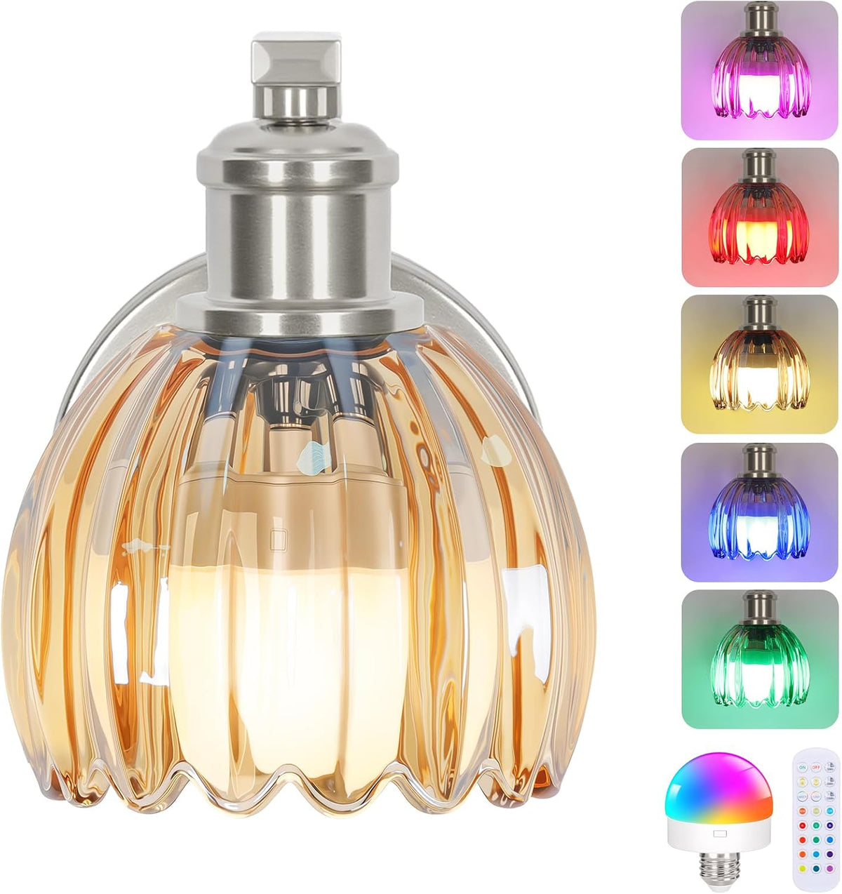 Vintage Battery Operated Wall Sconce, Wireless Wall Lights with Bulbs