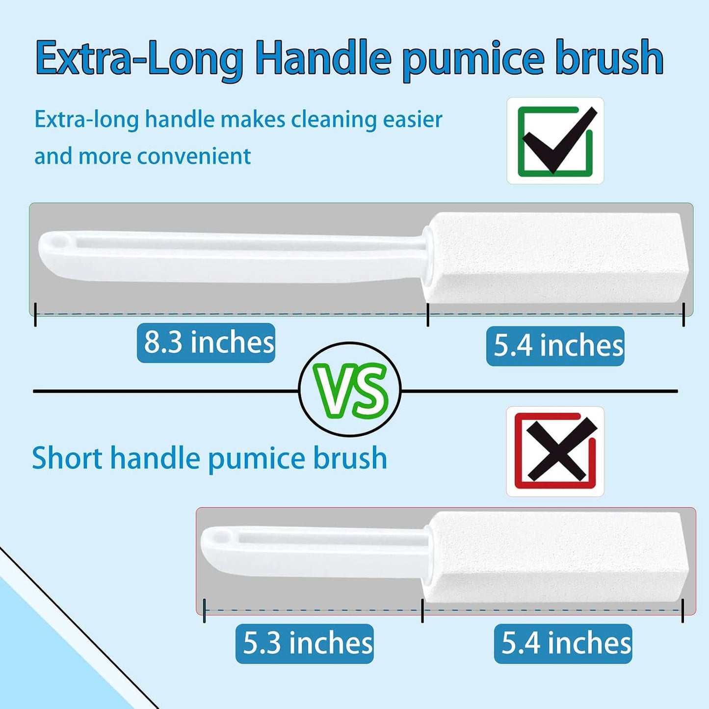 2 Pack Pumice Stone for Toilet Cleaning, Extra Long Handle for Removing Bowl Ring, Pool, Bathroom, Toilet Brush