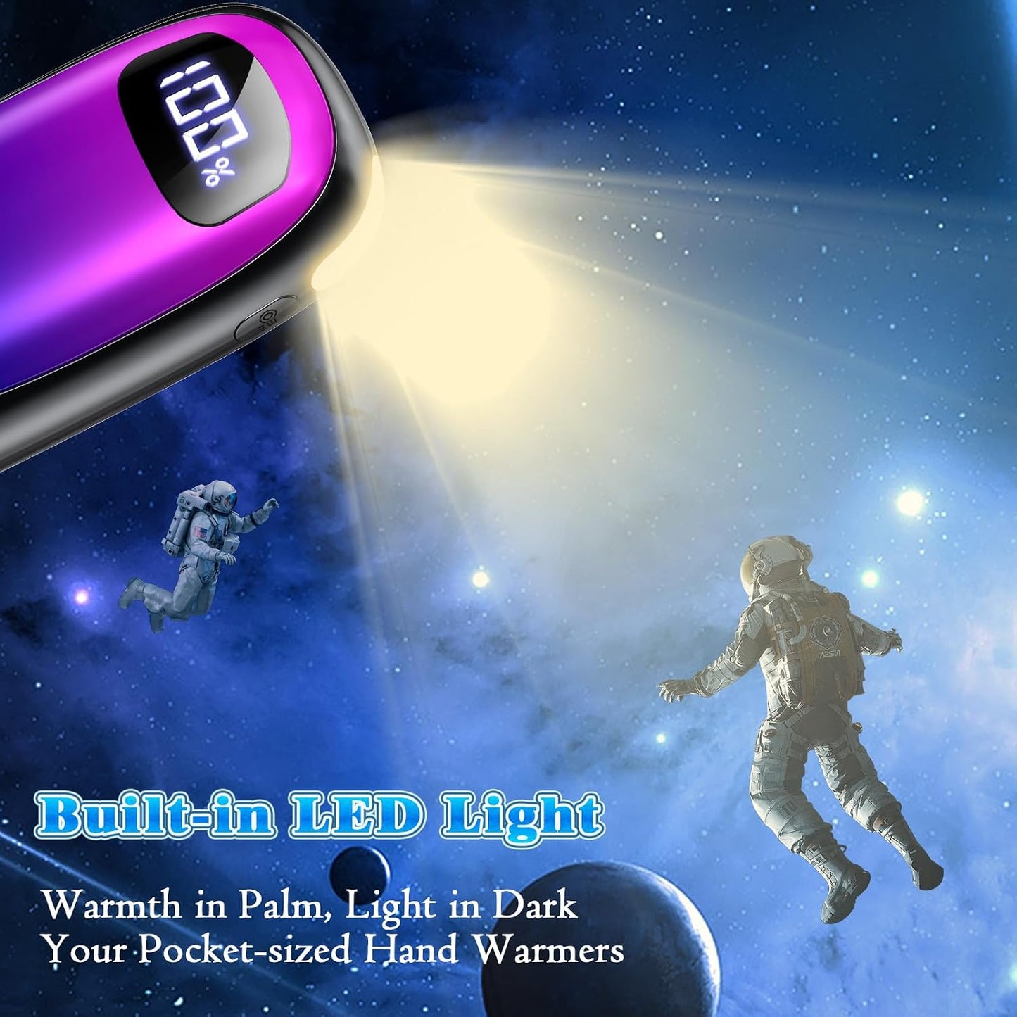 Hand Warmers Rechargeable, Electric Dual-Sided Heating with LED Display & Flashlight, Max 127℉, 13Hrs Long Lasting Pocket Heater for Raynauds, Golf, Hunting, Camping, Birthday Gifts for Men Women