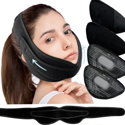 Wisdom Teeth Ice Pack Head Wrap with Dual Compression Straps | 4 Reusable Hot & Cold Gel Packs for Face, Jaw, Chin, TMJ, Oral and Facial Surgery, Reduces Swelling, Toothache & Injuries